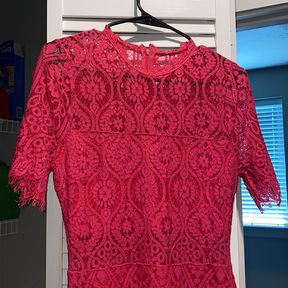 Lulu’s Hot Fuchsia Lace Midi Dress - Picture 3 of 6